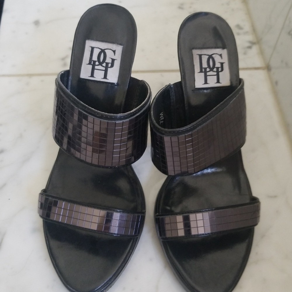 Black high heel sandals